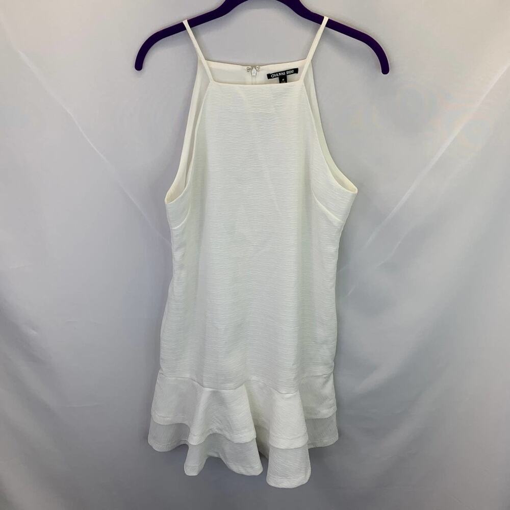 Gianni Bini High Neck Ruffle Hem White Cocktail Dress Women's size Medium